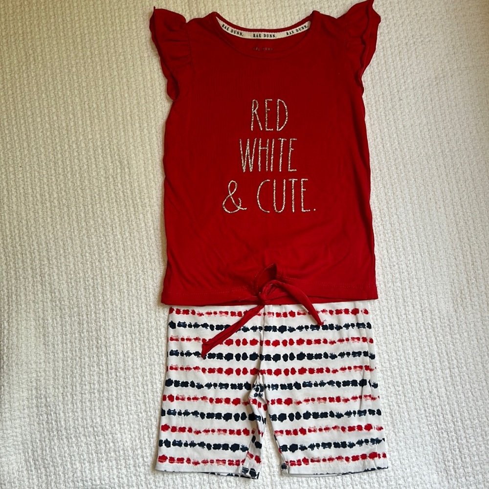 ⭐️ 5/$25 Rae Dunn Girls Size 4 Patriotic Outfit